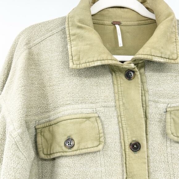 Free People FP Womens Fall Ruby‎ Oversized Distressed Shirt Jacket Shacket XS - Picture 3 of 9
